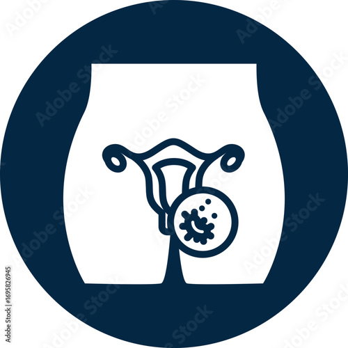 Ovarian cancer icon for cancer diagnosis, website, application, printing, document, poster design, etc