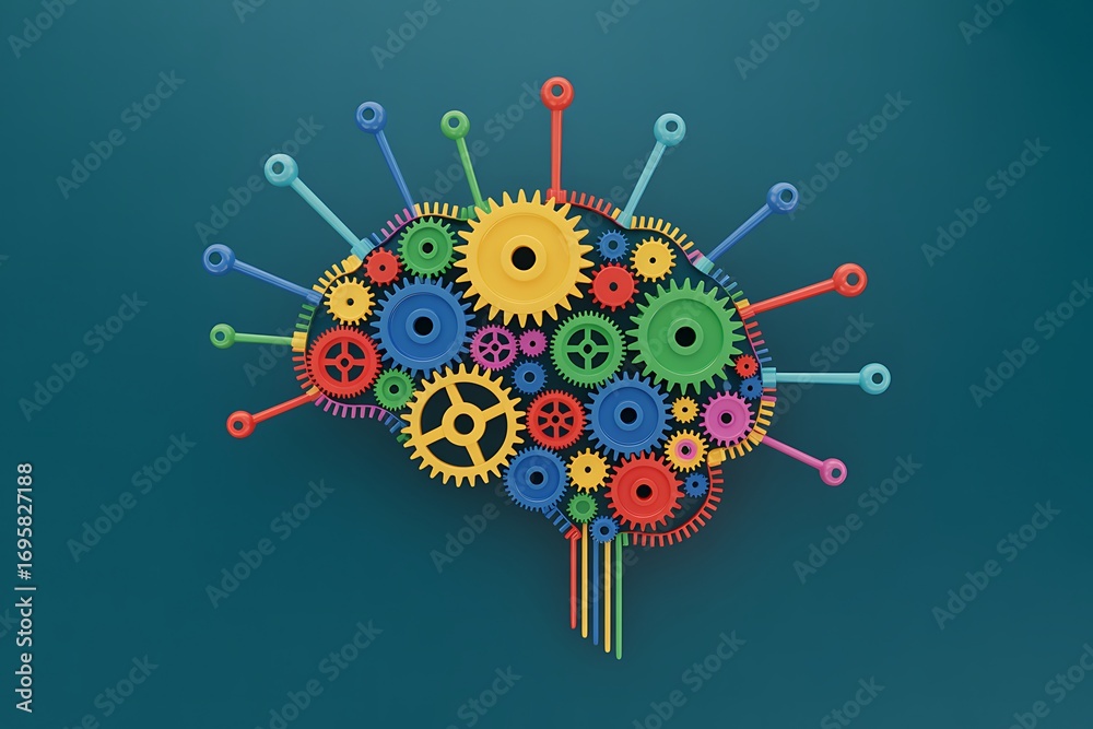 Fototapeta premium Brain gears concept artificial intelligence and innovation