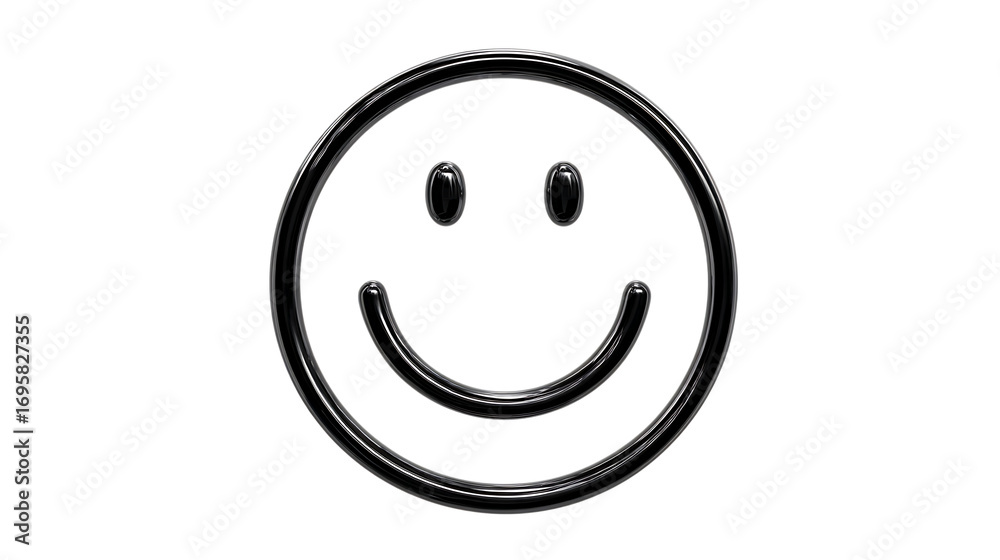 Fototapeta premium Illustration of a black smiley face isolated on transparent background