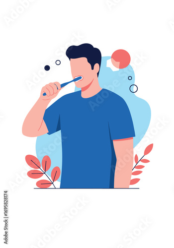 A man brushing his teeth daily to maintain good oral hygiene and fresh breath everyday