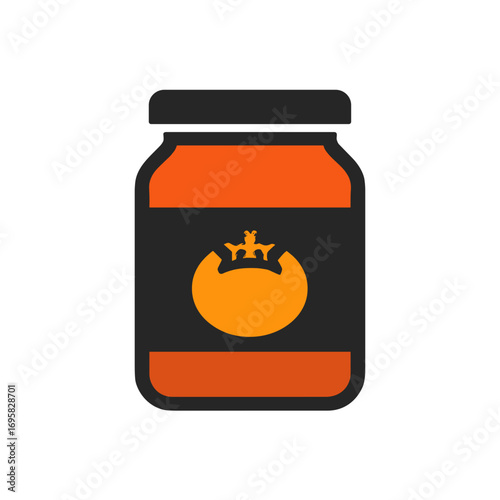 Tomato sauce jar icon with a simple design on a transparent background