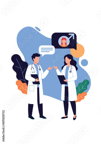 Healthcare professionals discussing patient care and gender health considerations in modern medicine
