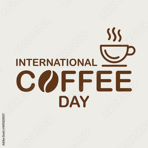 Celebrating international coffee day with a steaming cup of coffee in a minimalist design style