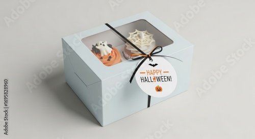 Delightful Halloween cupcakes in a charming box, perfect for spooky celebrations and festive treats for friends and family