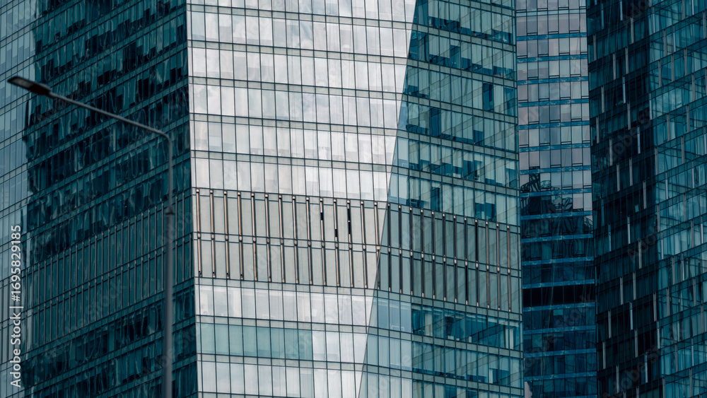 Fototapeta premium blue wall business buildings architectural background