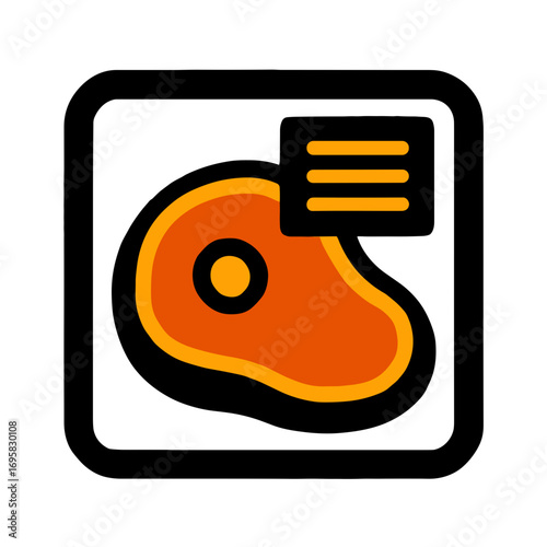 Meat packaging icon with a simple design on a transparent background