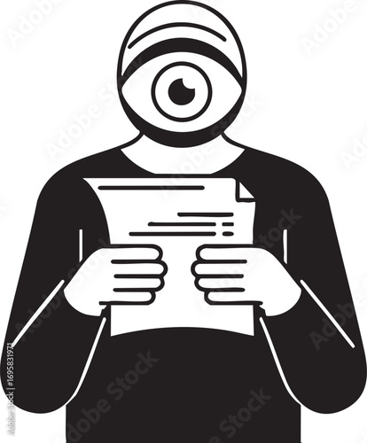 Eye head vector illustration: surveillance, data analysis, and privacy concept eps silhouette