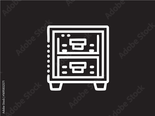 Filing cabinet vector icon: office furniture, storage, and organization eps silhouette