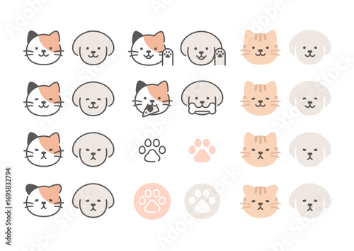 猫と犬　アイコンマークセット