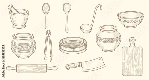 Traditional Kitchenware and Serving Items