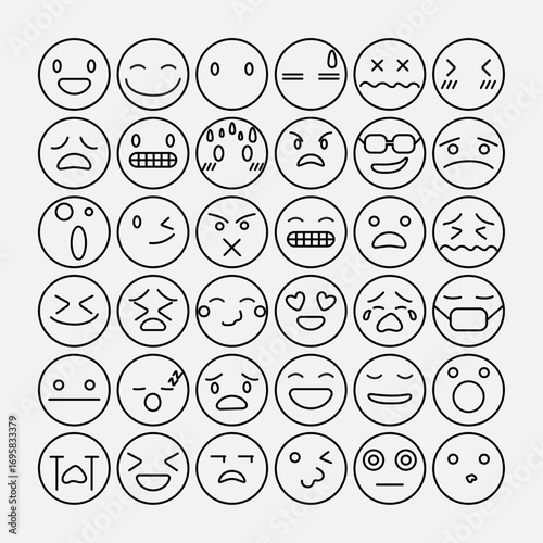 Emoji emoticons set face expression feelings collection