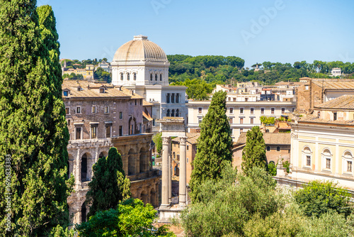 Photography Great Synagogue in Rome Italy arch columns street old architecture Italian roofs