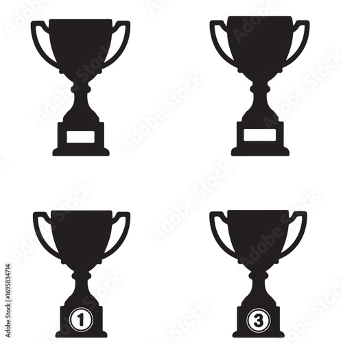 Trophy icon set. trophy cup symbol with first, second and third place. award sign for app, website, ui or design element. vector