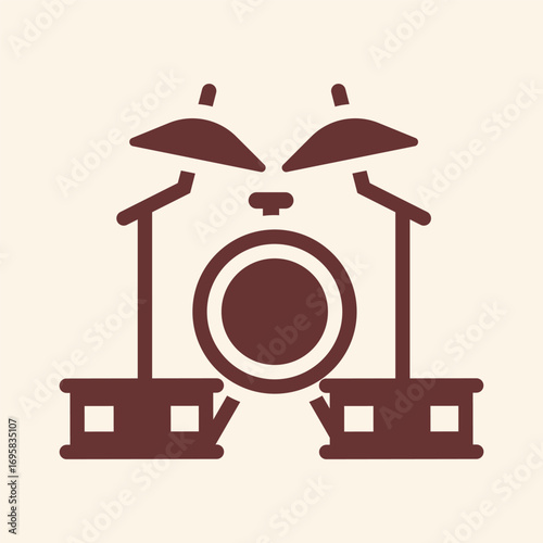Dynamic drum set icon for music, rhythm, and performance themes
