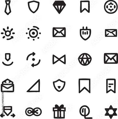 Hand drawn vector icon set: business, web, and social media icons eps silhouette