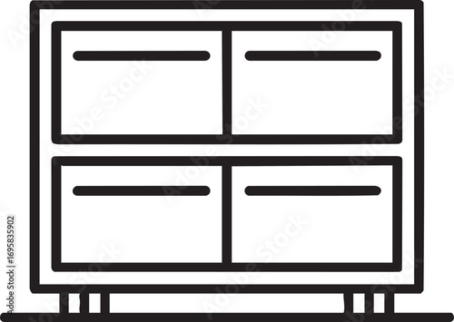 Vector icon of a four drawer cabinet, storage unit, furniture eps silhouette