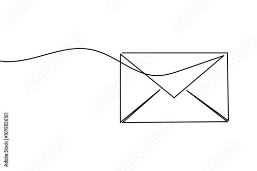 one line drawing of an open envelope with a letter inside, perfect for communication and mail concepts
