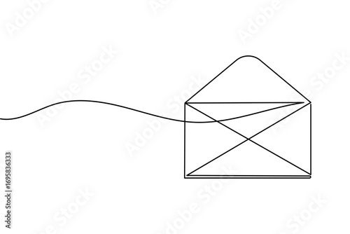 one line drawing of an open envelope with a letter inside, perfect for communication and mail concepts