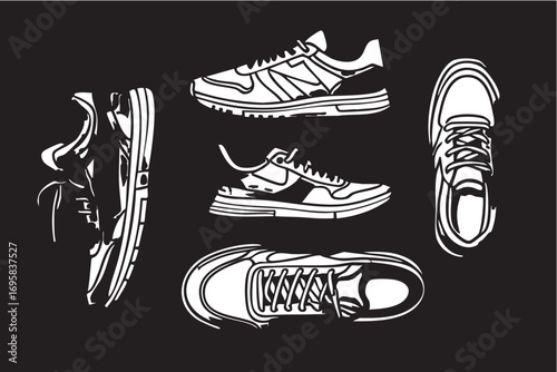 Running shoes vector illustration: sneakers, athletic footwear graphics eps silhouette