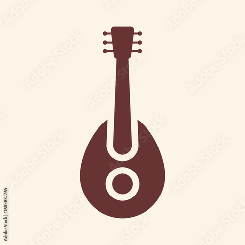 Elegant minimalist mandolin illustration perfect for music, design, and cultural projects