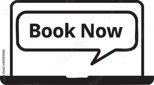 Book now button vector - online booking icon eps silhouette