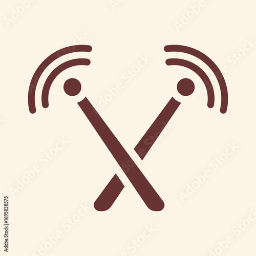 Connected network signal icon for wireless communication and digital connectivity concept
