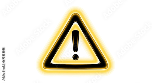 Bold warning sign with exclamation point and vibrant yellow glow, conveying urgency and attention needed.