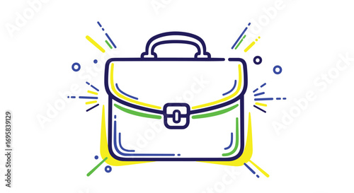A brilliant business briefcase gleaming with brightness and sparkle rays