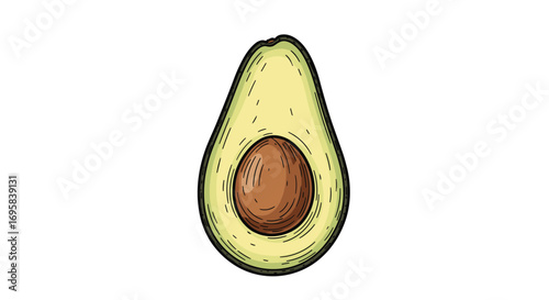 Fresh ripe avocado half with brown seed healthy food fruit vegetarian ingredient for cooking