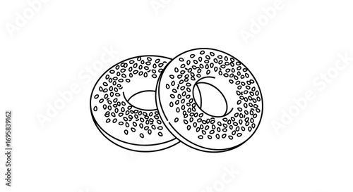 Two round delicious sesame seed bagels for breakfast or a snack