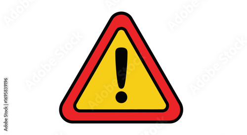 Striking warning sign with exclamation mark alerts viewers to potential hazards or important notices.