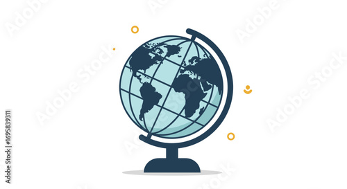 A digital representation of our planet earth and its continents for global awareness and education