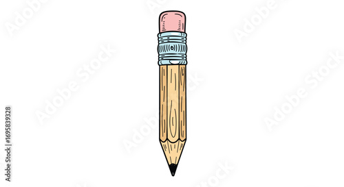 A new sharpened pencil with a pink eraser ready for drawing writing and sketching art supplies