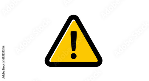 Bold yellow triangle warning sign with black exclamation mark alerts viewers to potential danger