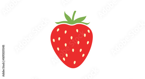 Adorable little strawberry cartoon illustration cute red fruit with green leaves and seeds