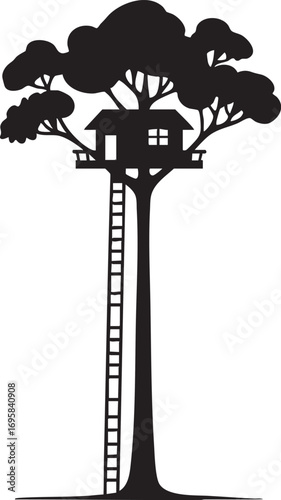 Treehouse vector illustration: silhouette design for crafts, stickers, and more eps
