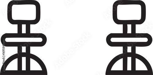 Vector illustration: minimalist bar stool icon, outline furniture design eps silhouette