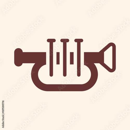 Elegant trumpet icon symbolizing jazz music and classical performance, perfect for branding.
