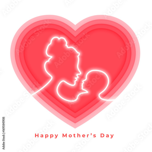 Paper heart style mother's day greeting vector illustration