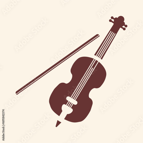 Elegant cello and bow silhouette evokes classical music artistry and performance excellence