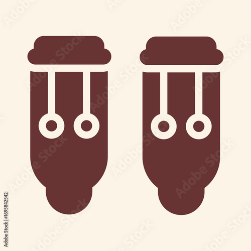Stylized conga drums icon with clean lines and modern aesthetic for music and rhythm concepts