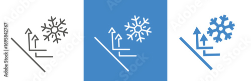 flat and linear set icons, cold protection icon, frost insulation, snow isolation barrier, simple symbols on white and black background - editable stroke vector illustration