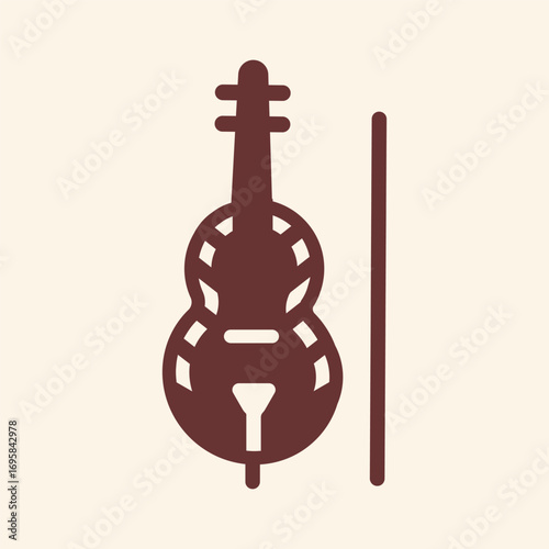 Elegant cello and bow icon symbolizing musical performance, classical art, and artistic expression
