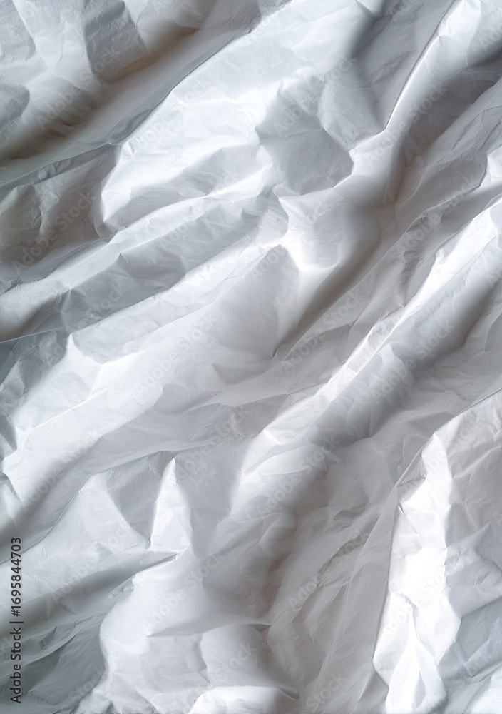 Obraz premium White fabric drapes, wrinkled folds, soft light