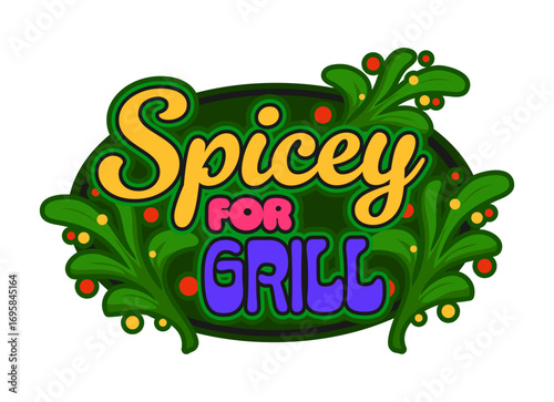 Barbeque spice, grill menu Y2K retro sticker or tag. Beef BBQ Y2K funky vector sticker, steakhouse steak barbeque tag. Beefsteak grill patch with spicy herbs seasoning and handwritten typography