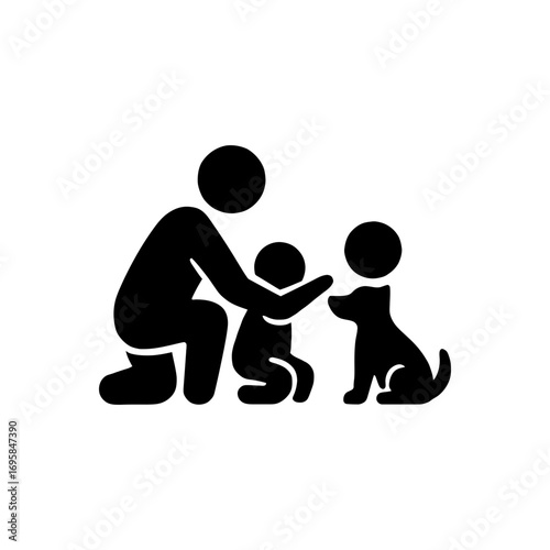 Child Pet Interaction Icon