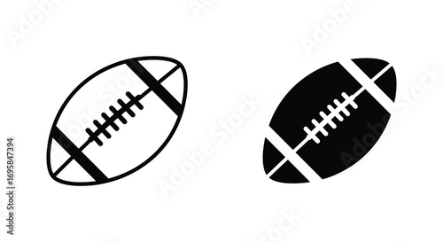 two footballs depicted in black and white illustration