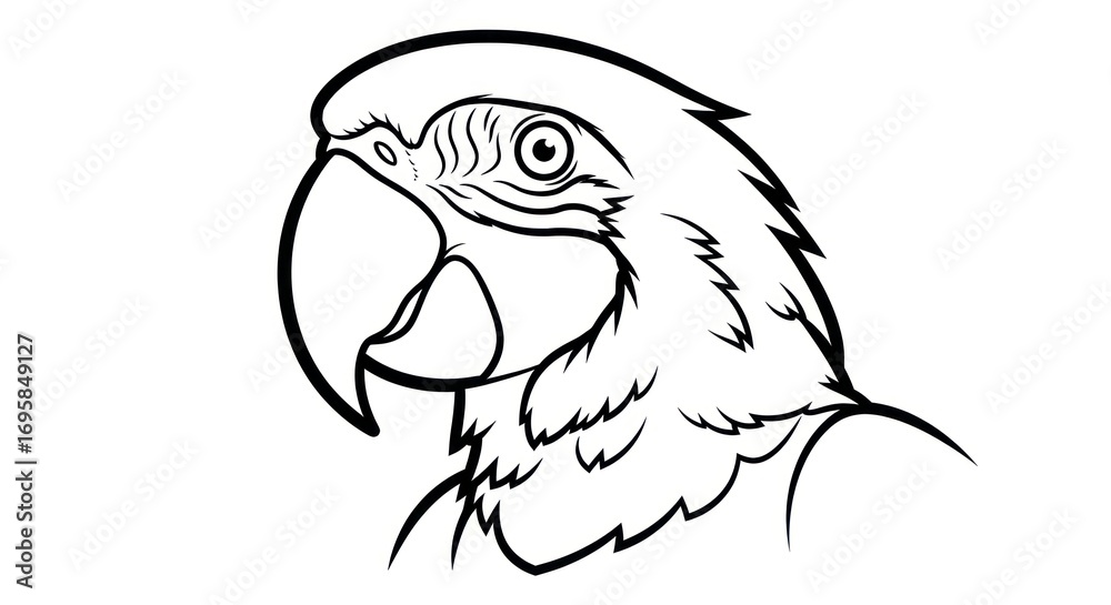 Obraz premium Parrot profile line art