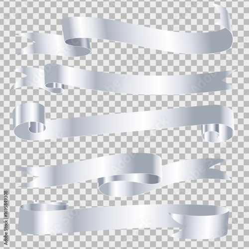 Silver ribbon isolated on transparent background