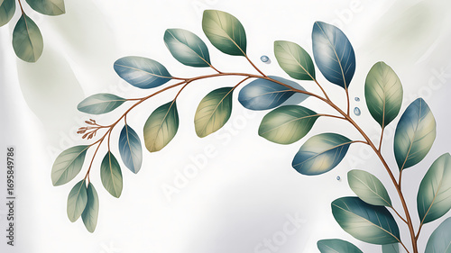 Watercolor eucalyptus branch with leaves isolated on white background, perfect for wedding invitation